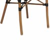 Flash Furniture Marseille French Bistro Stacking Chair w/Arms, Black Textilene and Bamboo Print Aluminum Frame, 2PK 2-SDA-ADS642108-BK-NAT-GG